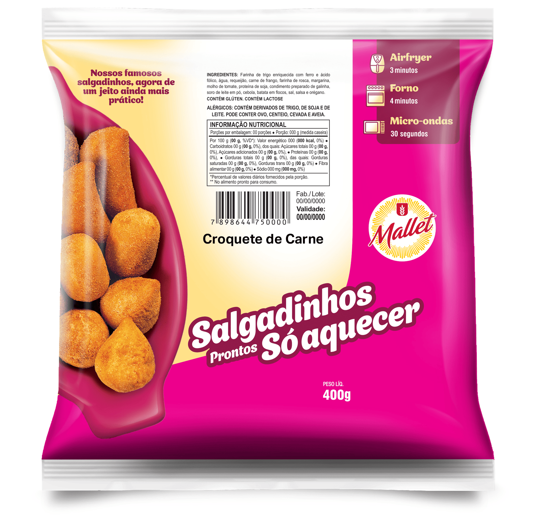 Salgados Coquetel Congelados Croquete de Carne